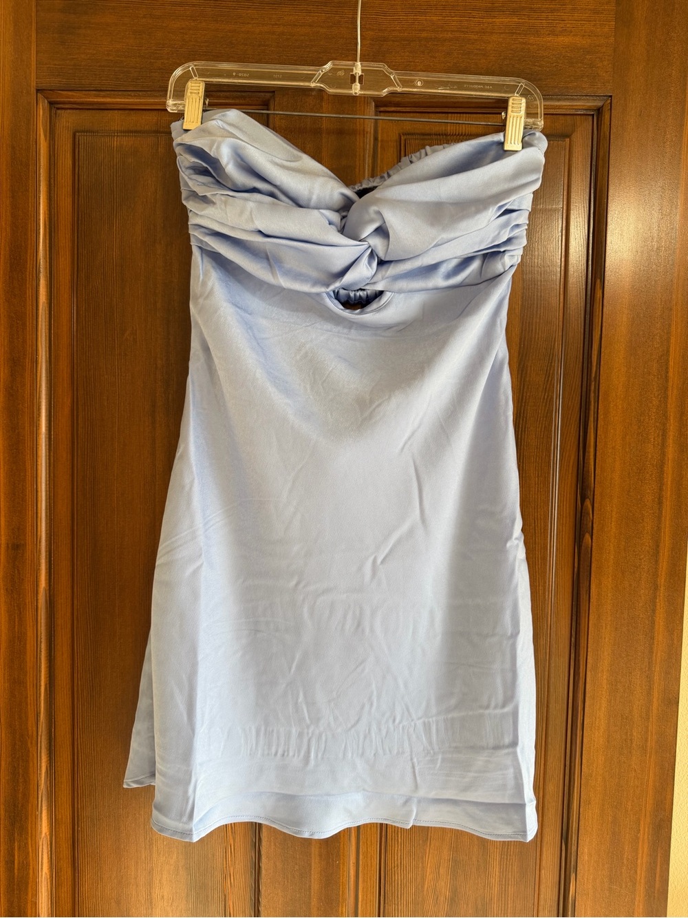 Forever 21 Light Blue Strapless Twist Front Mini Dress